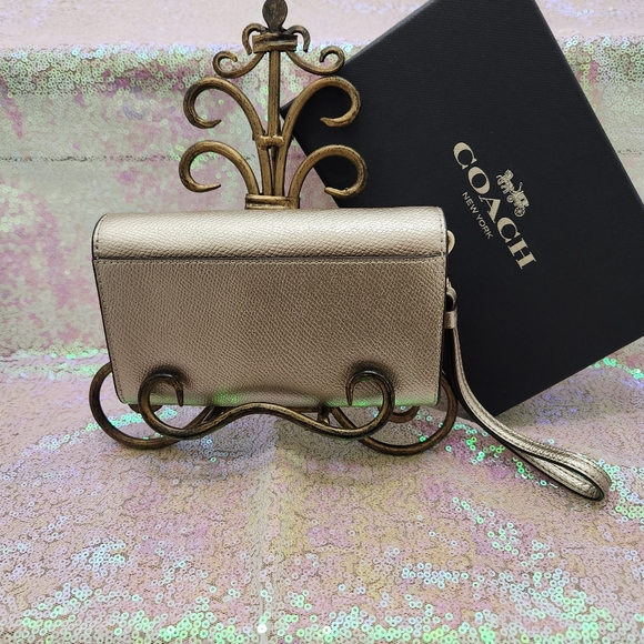 Coach Gold Pebble Leather Wristlet - Picture 4 of 11
